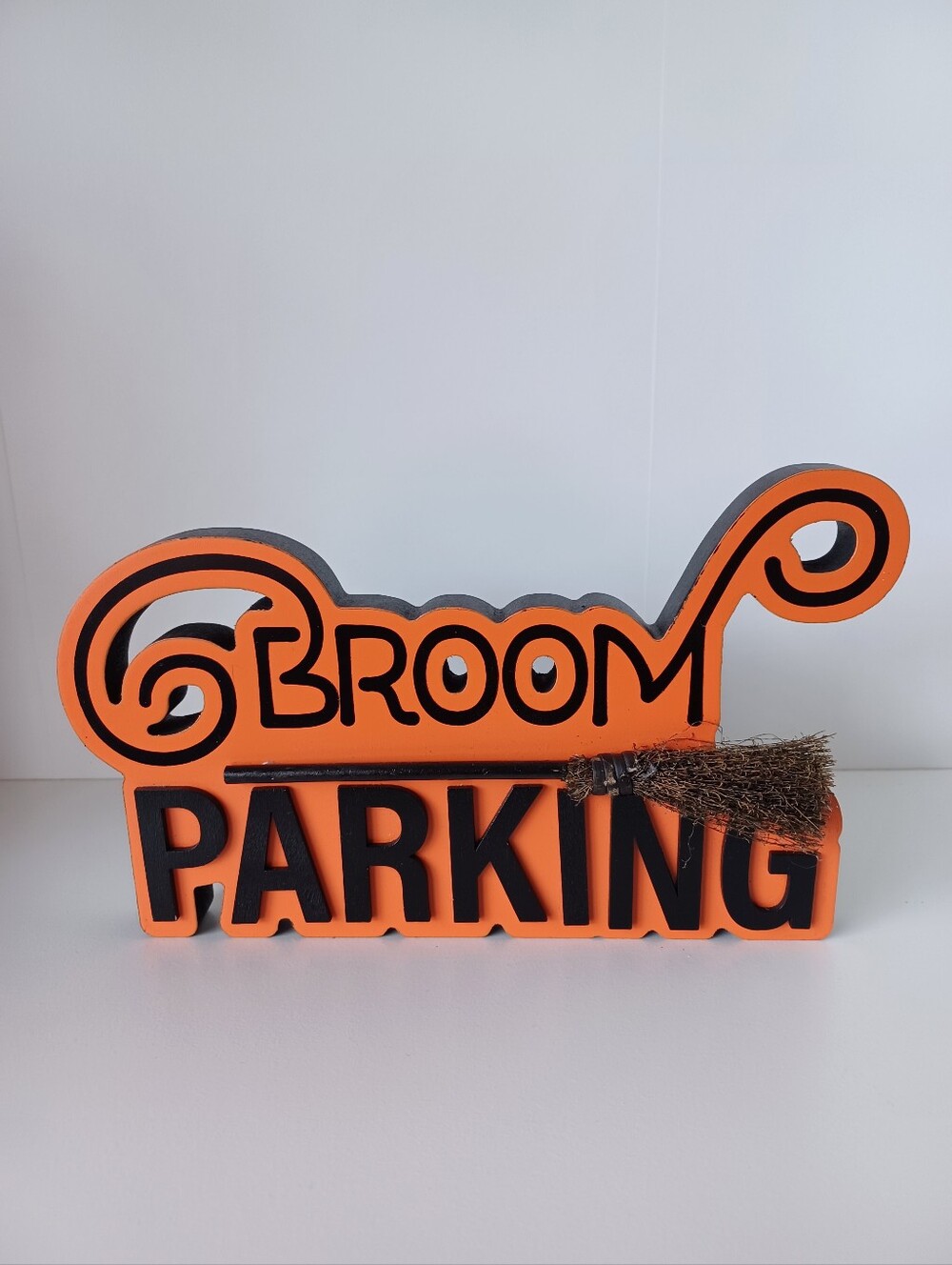 Broom Parking Halloween Sign Holiday Tabletop Decorations Witch Broomstick